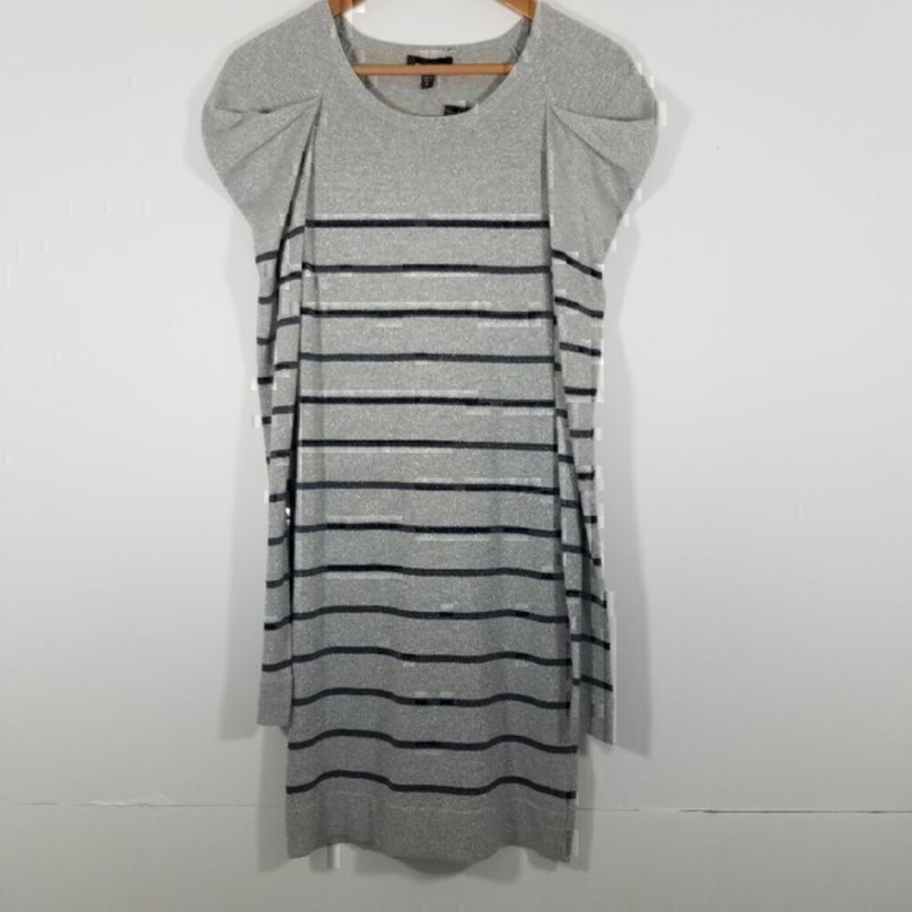NWT Bebe Lurex Stripe Dress Silver Size M